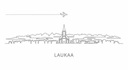 Obraz premium Laukaa Finland Skyline with Airplane Line Art