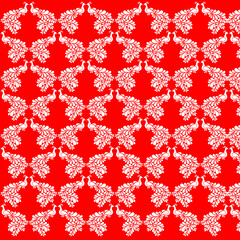 Fabric pattern: Peacock pattern on a bright red background, strikingly striking.