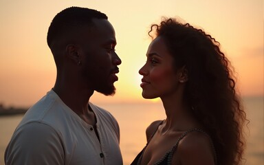 African couple looking at each other. High quality