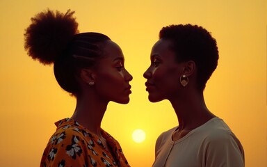 African couple looking at each other. High quality
