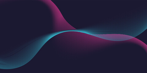 Modern dynamic lines on dark background. Modern red and blue flowing wave lines simple abstract modern