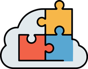 Cloud computing puzzle pieces representing integration and connection of technology.