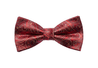 A luxurious red patterned bow tie, isolated on a transparent background, perfect for formal events and adding a touch of elegance to any outfit