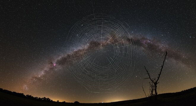 Milky way spiderweb night sky