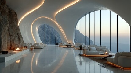 Fototapeta premium Interior Space With Futuristic Design