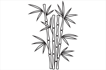 Fototapeta premium Bamboo silhouettes vector illustration, traditional Asian plant design, black bamboo stalks and leaves, natural tropical element, decorative eco friendly bamboo bundle icons on white background