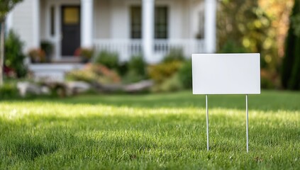 Empty yard sign in front of a house