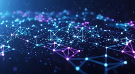 High-tech Neon Network Background With Glowing Nodes