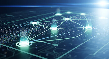 High-tech Virtual Interface Background With Glowing Nodes