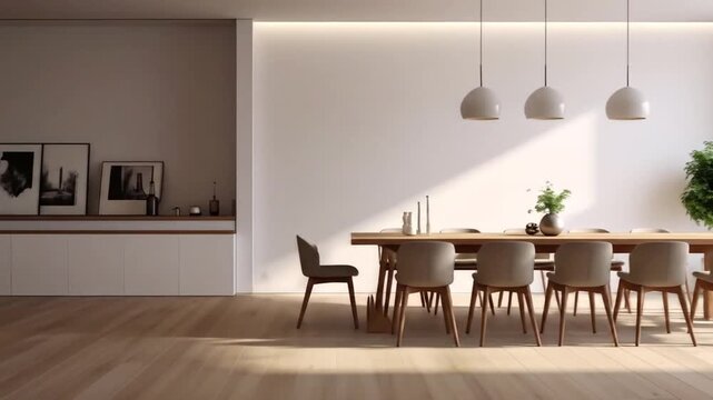 Modern Dining Room with Natural Light and Minimalist Furniture