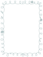 Hand drawn line art frame with simple floral embellishments in a minimalist design