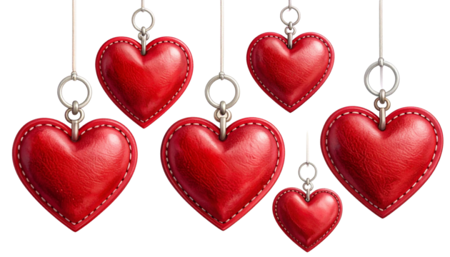 Red Heart Leather Keychain Collection, Transparent PNG