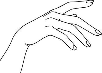 Elegant hand gracefully extended with delicate fingers and polished nails.