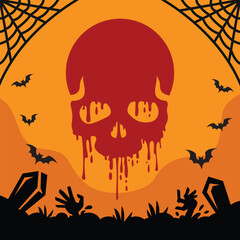 Bloody skull Halloween vector illustrations