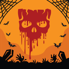 Bloody skull Halloween vector illustrations