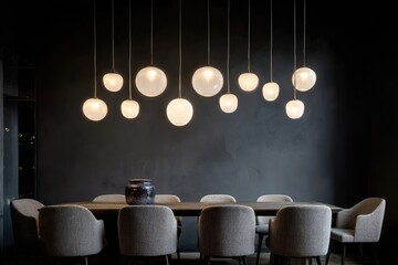 Dining room with pendant lights