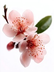 Fototapeta premium Delicate Peach Blossoms on White Background
