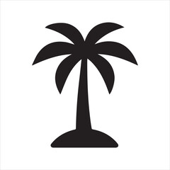 Palm Tree icon silhouette vector with white background