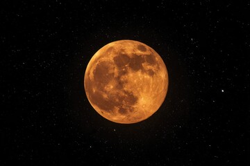 Full orange moon against a star-studded night sky