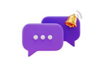 3d icon of chat bubble notification icon isolated on transparent background