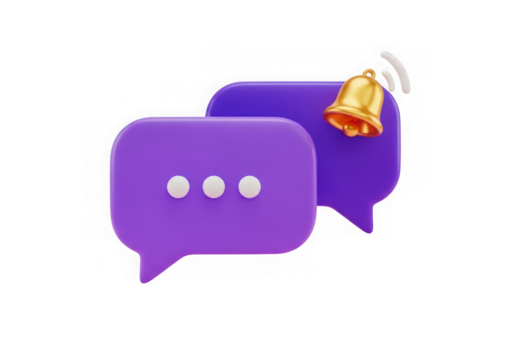 3d icon of chat bubble notification icon isolated on transparent background