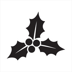 Holly Leaf icon silhouette vector with white background