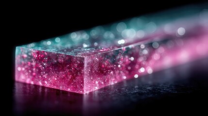 Abstract Microscope Slide Texture with Pink and Cyan Shimmering Particles on Dark Background Cinematic HDR