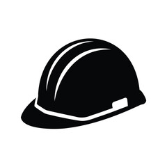 Stylized Black and White Construction Hard Hat Providing Safety and Protection, construction helmet silhouette vector illustration