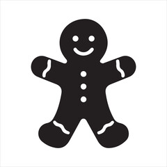 Gingerbread Man icon silhouette vector with white background
