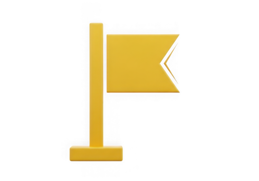 3d icon of yellow flag on a pole isolated on transparent background - Powered by Adobe