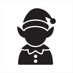 Elf icon silhouette vector with white background