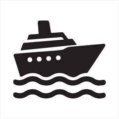 Cruise Ship icon silhouette vector with white background