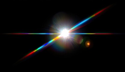 Colorful lens flare against black