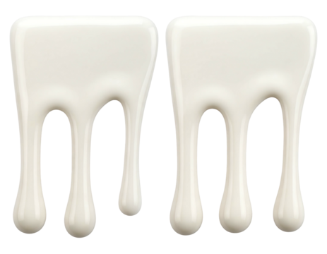 Two dripping blobs of creamy white substance