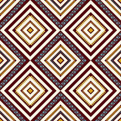 Red and Gold Traditional Ethnic Diamond Seamless Pattern