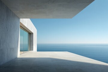 Modern seaside patio overlooking the ocean