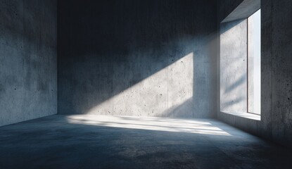 Empty concrete room with sunlight