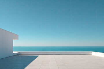 Modern rooftop overlooking ocean