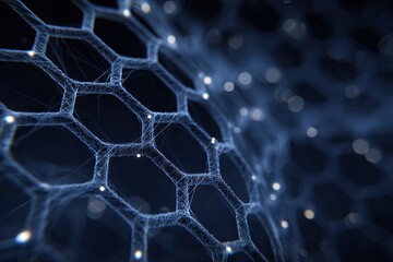 Abstract hexagonal network of glowing particles