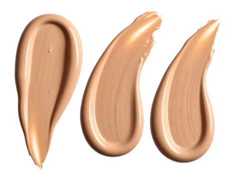 Three swirled foundation swatches