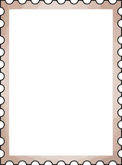 Vintage blank postage stamp illustration with scalloped border isolated on white background