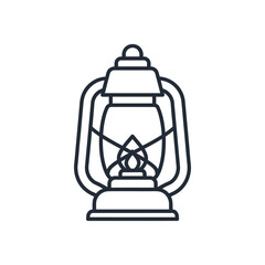 Line art illustration of a vintage kerosene lantern oil lamp antique light drawing icon symbol camping adventure outdoors