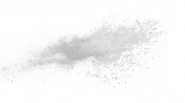 Dynamic white snow splash explosion, transparent PNG cutout, isolated background