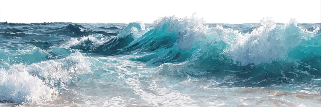 Powerful ocean waves crashing on the shore