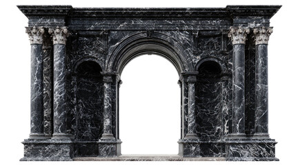 Fototapeta premium black marble arch with columns on white background