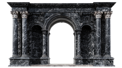 black marble arch with columns on white background