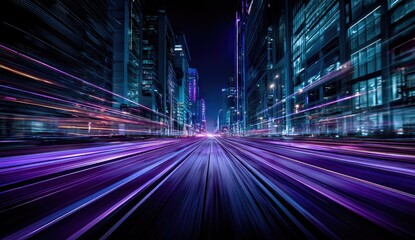 Fototapeta premium Night city street with motion blur