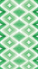 Green diamond pattern design with watercolor effect and white lines.