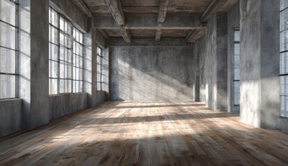 Spacious loft interior with natural light