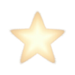 Softly glowing yellow star isolated on transparent background